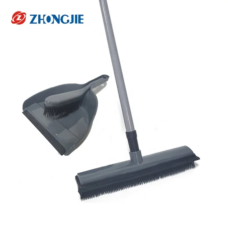 

Household brooms dog Hair removal products rubber broom and dustpan set, Can be customed