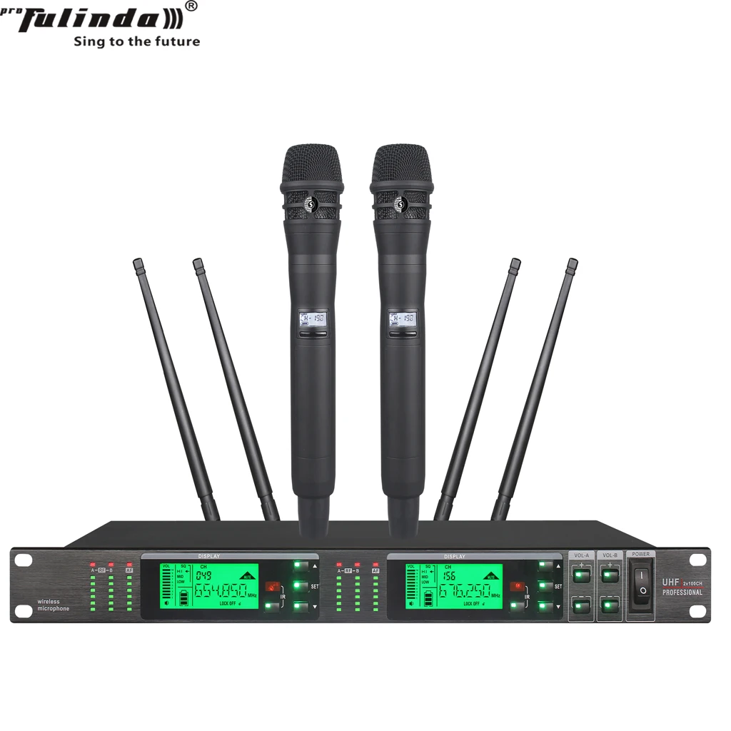 

SR-185 Latest Design Professional True Diversity Dual Channels Wireless Microphone for Stage