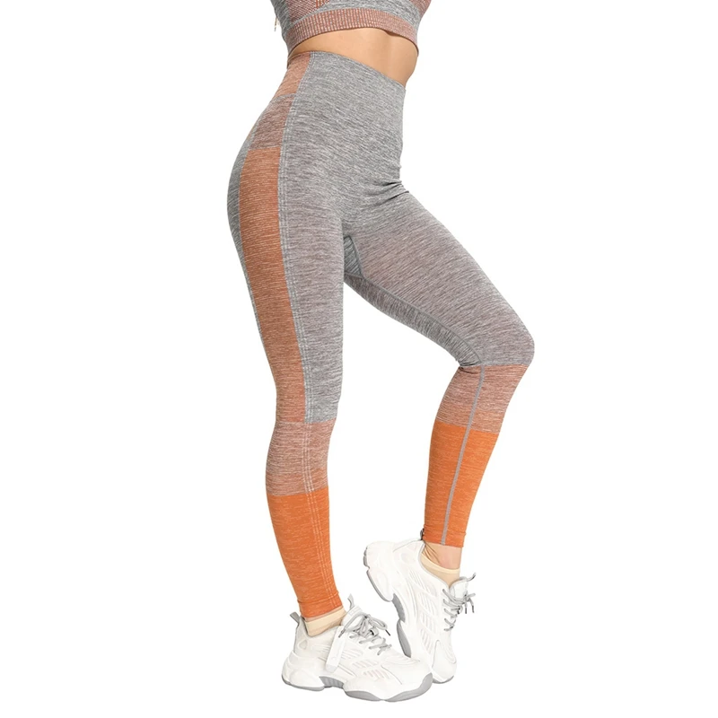 

Wholesale Women Knitted Stripes Workout Clothes High Waist Hip-lifting Long-sleeved Suit Sports Running Yoga Pants