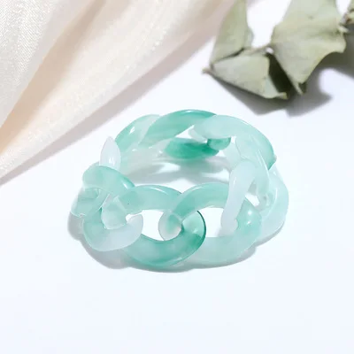 

2021 New Arrivals Best Selling Minority Designs Acrylic Acetic Acid Jelly Color Simple Element Personality Resin Chain Rings