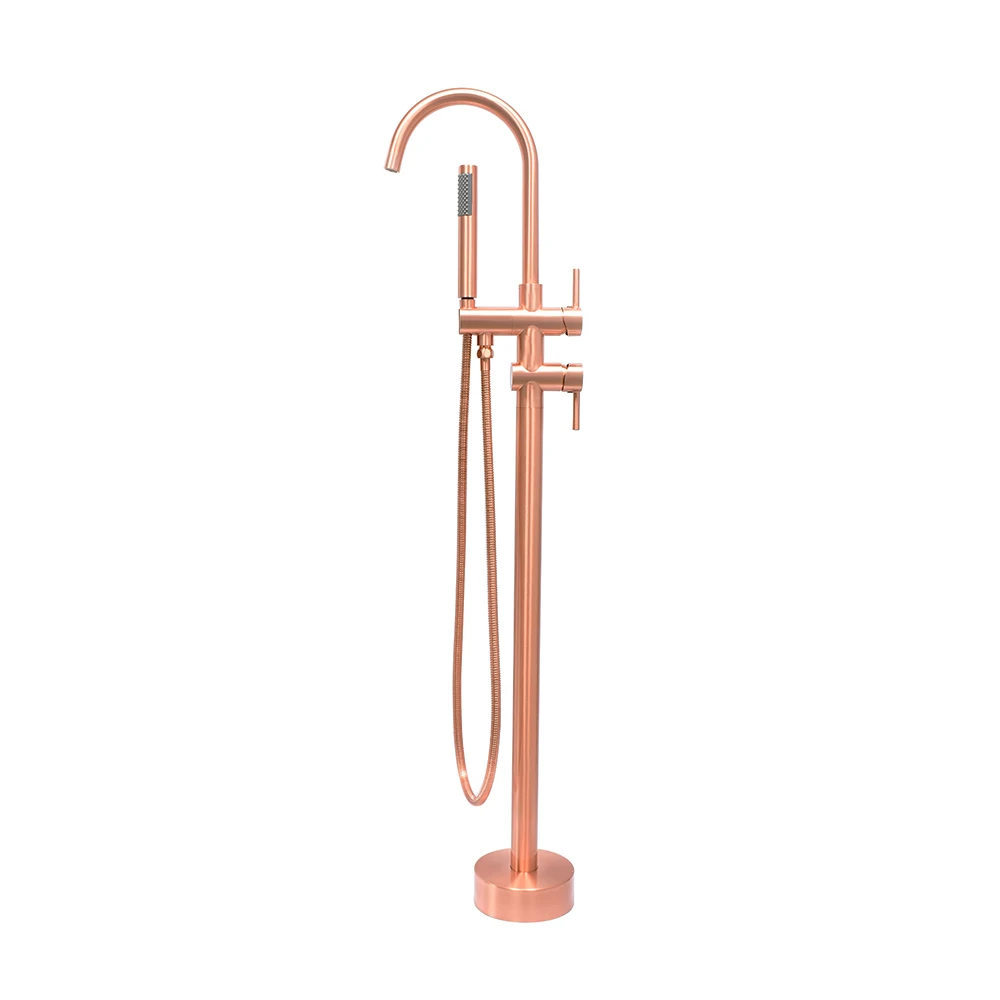 New Modern Brushed Rose Gold Floor Standing Bathroom Faucet Buy Floor Shower Faucet,Floor