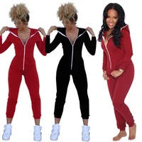 

solid color zipper hoodie and stretch pants 2 piece set sport clothing women track suit sweatsuit