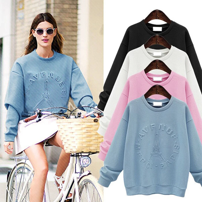 

Custom Solid Sweatshirt Crew Neck Fabric Cotton Polyester 3D Embossed Sweatshirt