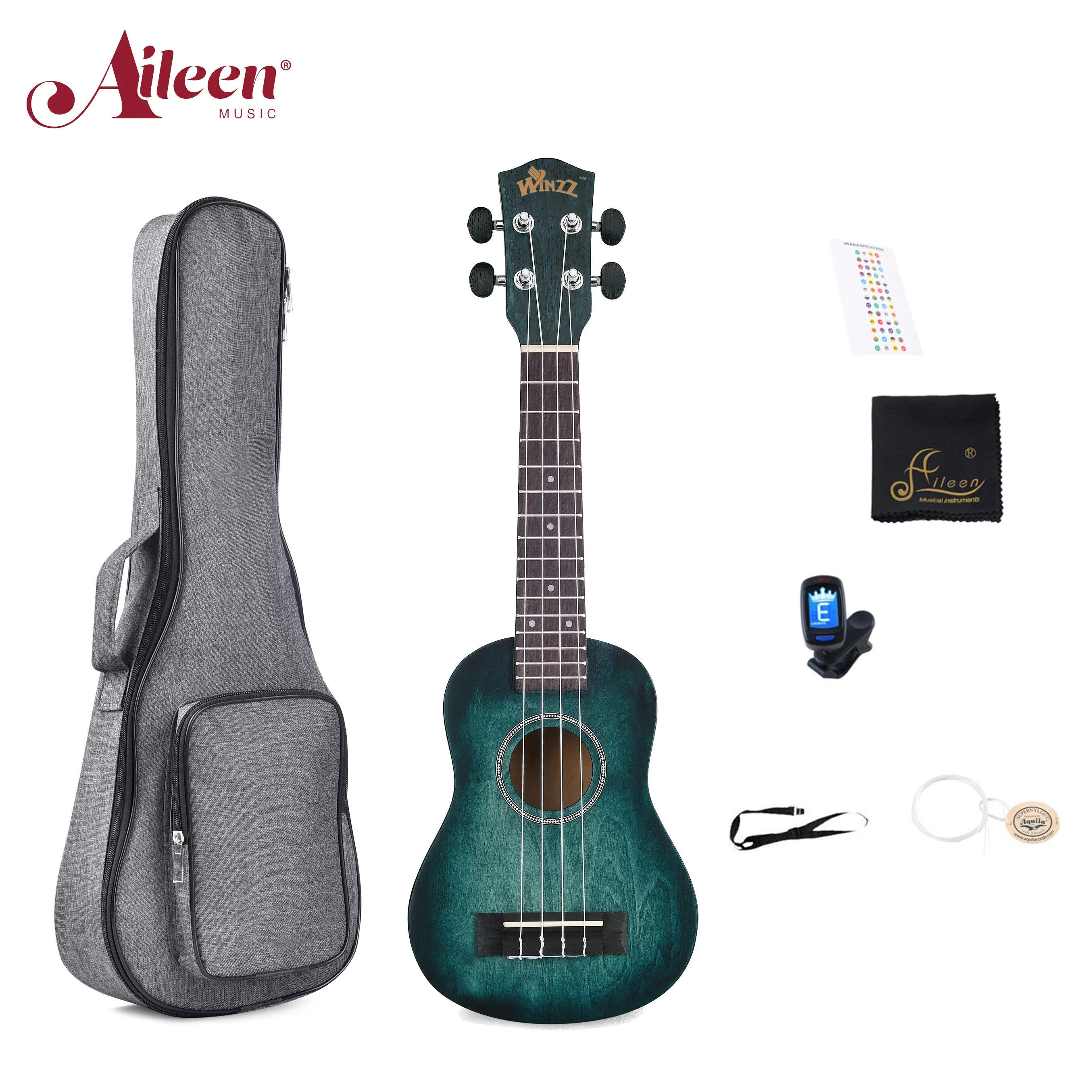 

Stock Linden Plywood 21" beginner for fun cheap ukulele set, Bl
