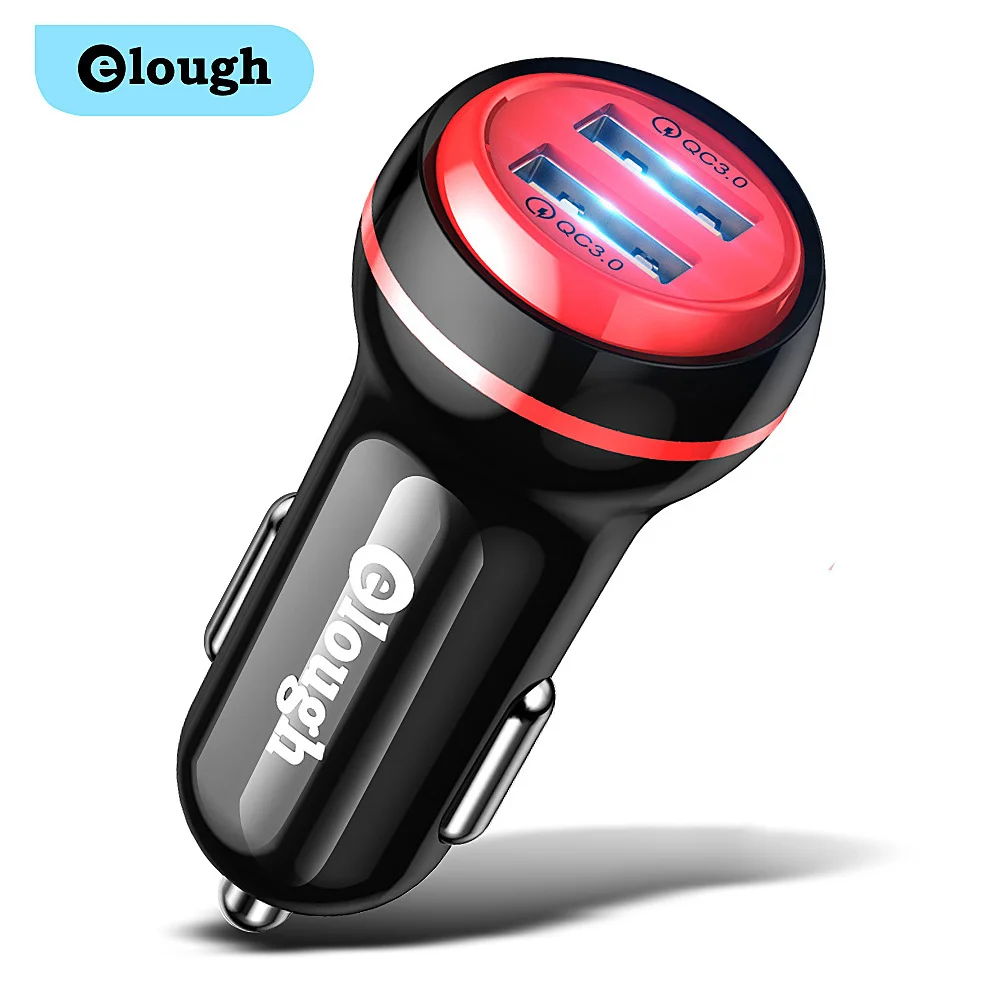 

Elough Dual Ports QC 3.0 20W 40W fast charging 3A quick speed mobile charging car charger for iphone