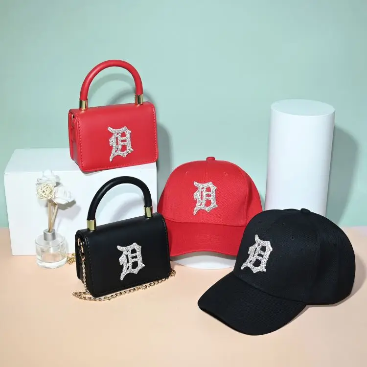 

2021 designer brand new arrivals two piece hats and purses handbags set matching purse and hat set, 12 colours