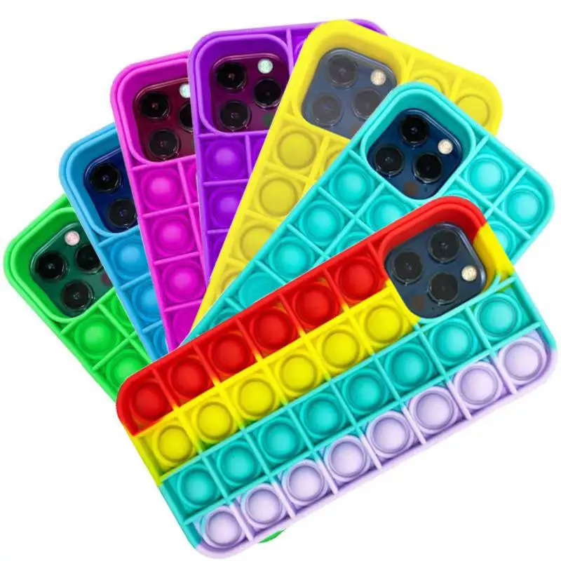 

2021 Best-selling 3D Reliever Stress Silicone Pop Pop Fidget Toys Push Pop Bubble Phone Case