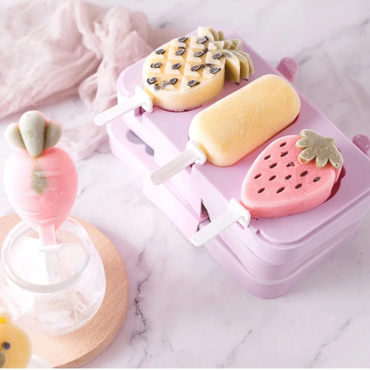 

2020 New Cute Home Food Grade Multifunctional Reusable Silicone Ice Cream Moulds Silicone Ice Pop Popsicle Molds With Lid
