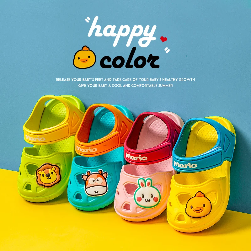 

Cheerful Mario Baby's Hook & Loop Sandals | New EVA Cartoon Shoes Slippers