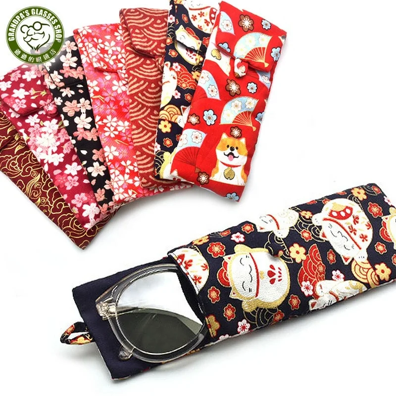 

Asian Japanese Padded Floral Estuche para gafas de sol Fabric Custom Logo Soft Slip In Pouch Eye Glasses Bag Sunglasses Case, Colorful patterns and asian flowers