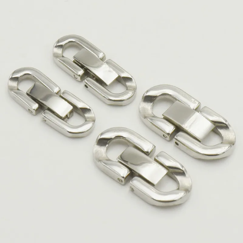 

Opening Lock Jewelry Stainless Steel Double U Shape Thick Cuban Chain Connect Closure Clasp for Luxury Men's Bracelet Clasp