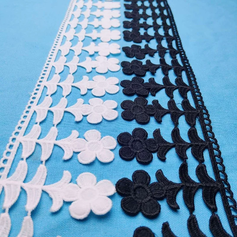 

7.5cm width flower water soluble lace trim embroidered for couture, As pictured