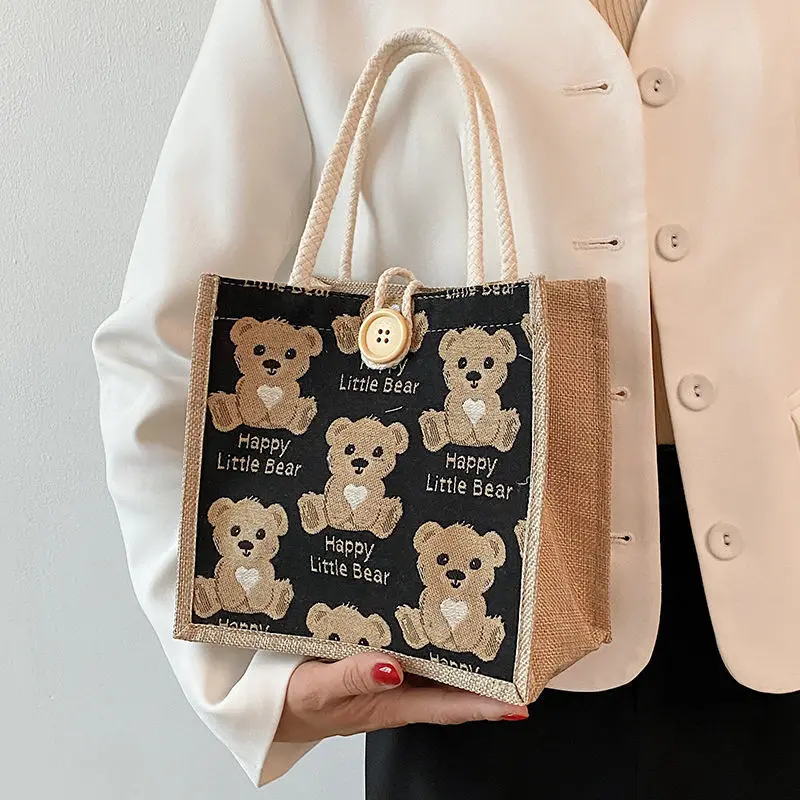 

kalidi bags Japanese student shoulder bag bear linen handbag