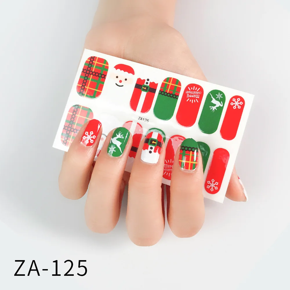 

Christmas Nail Stickers Backing Adhesive European and American Nail Stickers Hot Sale Style ZA-121-ZA-151, As show