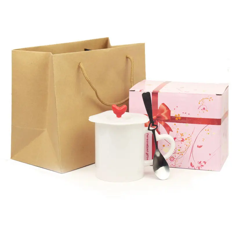 
Customizable household cup ceramic color changing cup with lid spoon 