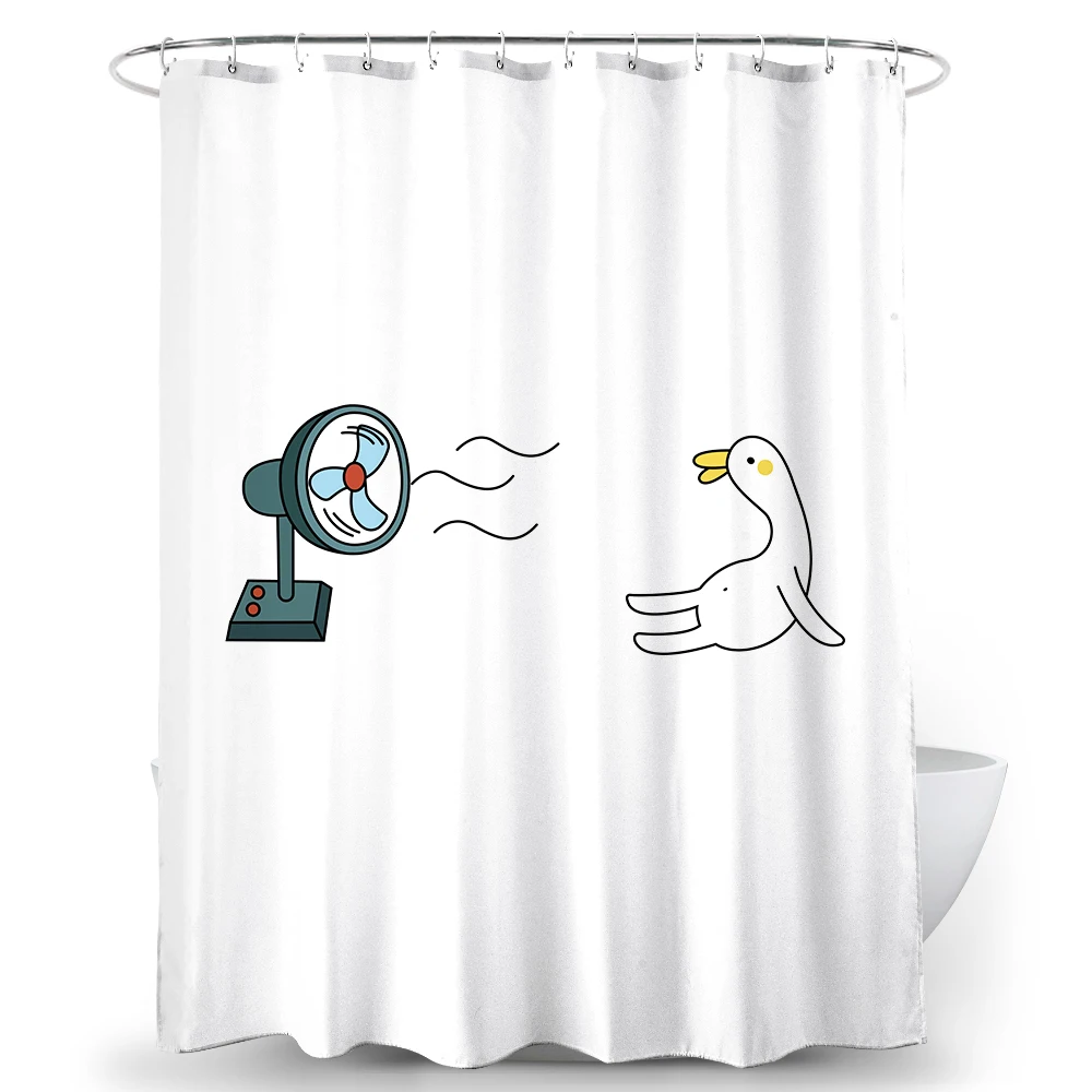 

New Colorful Eco-friendly Printed Waterproof Bathroom Polyester High Quality Washable Bath Decor Shower Curtain, Customized color