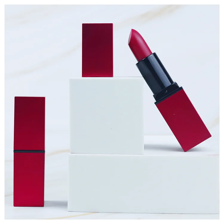 Design Your Own Logos 5 Colors Cosmetic Waterproof Private Label Logo Christmas Matte Lip Stick Square Tube Charm Lipsticks