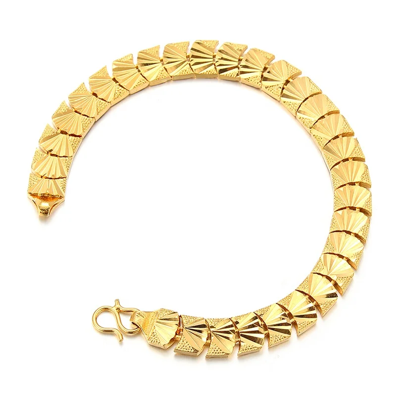 

Luxury 24k Gold Ethiopian Jewelry Bangles Dubai Heart Real Gold Plating Wholesale Environmental Copper Bracelet Wedding Jewelry