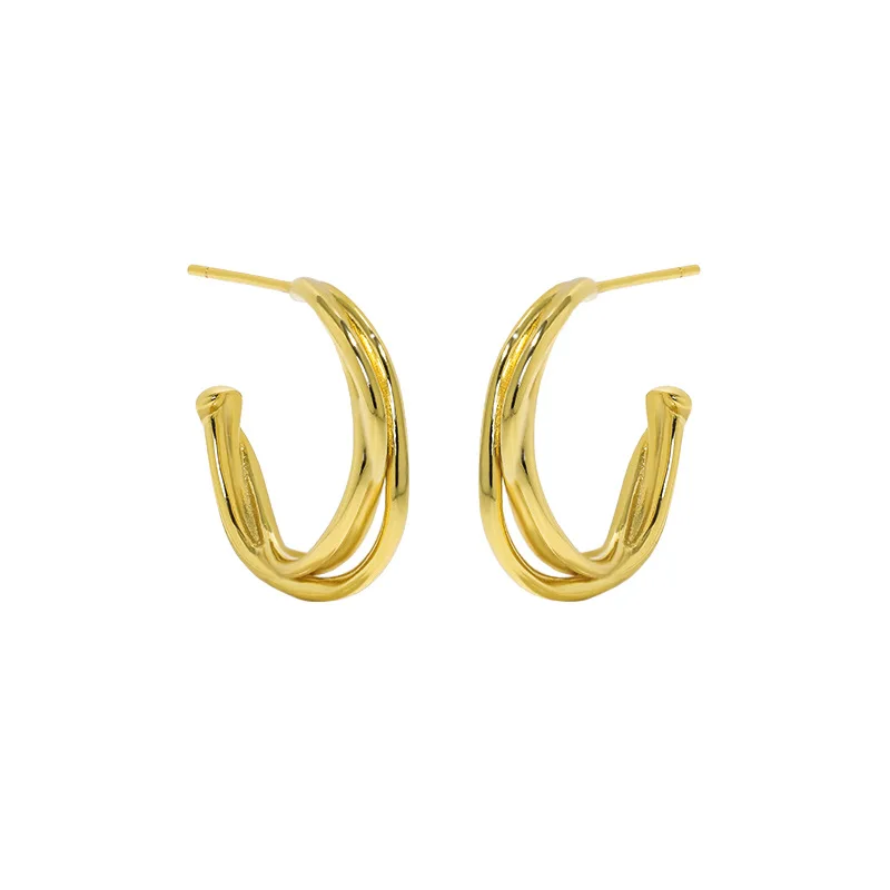 

VIANRLA 925 Sterling Silver Jewelry Earrings Trendy Hoop 18k Gold Plated Earring For Women Free Laser Logo Wholesale