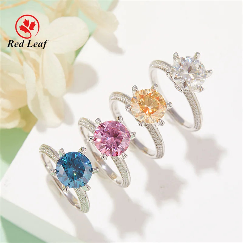 

Redleaf Jewelry colored moissanite ring moissanite wedding rings simple engagement ring women straight claw wuzhou