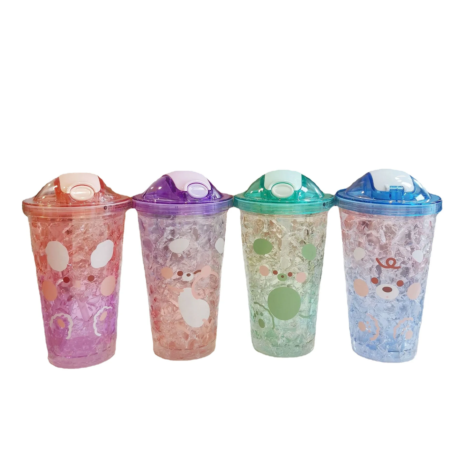 

creative summer ice cup Bomb lid straw iced drink cup cute cold drink student water cup