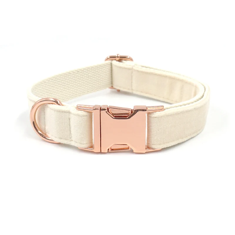 

New arrive pet collars for dogs supplies soft cream color velvet adjustable dog supplies necklace leads harness luxury, As photo