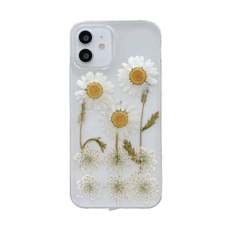 

Fancy Girly Real Flower Clear Silicone Mobile Phone Shell For Apple iPhone 12 Pro Max 11 X XS XR 7 Plus Case Cover Fundas Coque