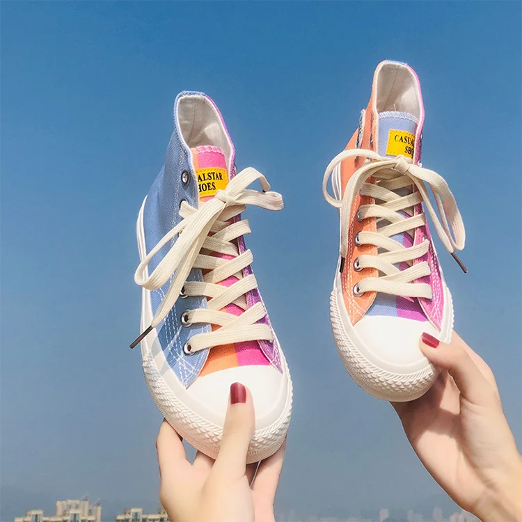 

2021 latest tik tok trending color changed ladies white casual big plus size 41 42 43 canvas shoes for women and ladies