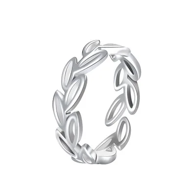 Factory Wholesale Silver Plated Olive Branch Ring Open Cuff Adjustable Rings Jewelry for Summer
