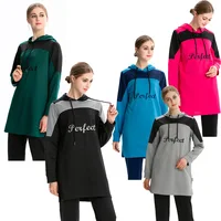 

2019 Latest design Wholesale muslim dress abaya women sportswear hoodie for islamic ladies clothing arab woman katan jilbab