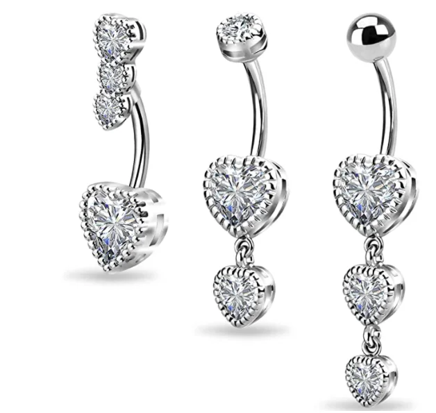 

316L Surgical Steel Belly Button Rings Clear CZ Navel Rings Belly Rings Belly Piercing