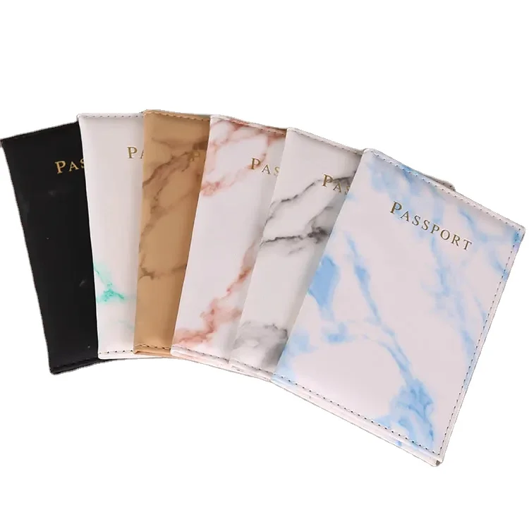 

2023 Wholesale Travel Wallet Pu Leather Marble Passport Cover Women Fashion Passport Holder Cover Promotion Gift Letter JMZ