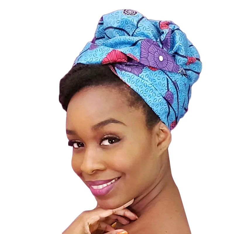 
New Amazon Hot Ankara Printing Women Headwrap Sleep Bonnet With Long Tube Tail Fashion Lady Wide Band African Head Bonnets 434B 