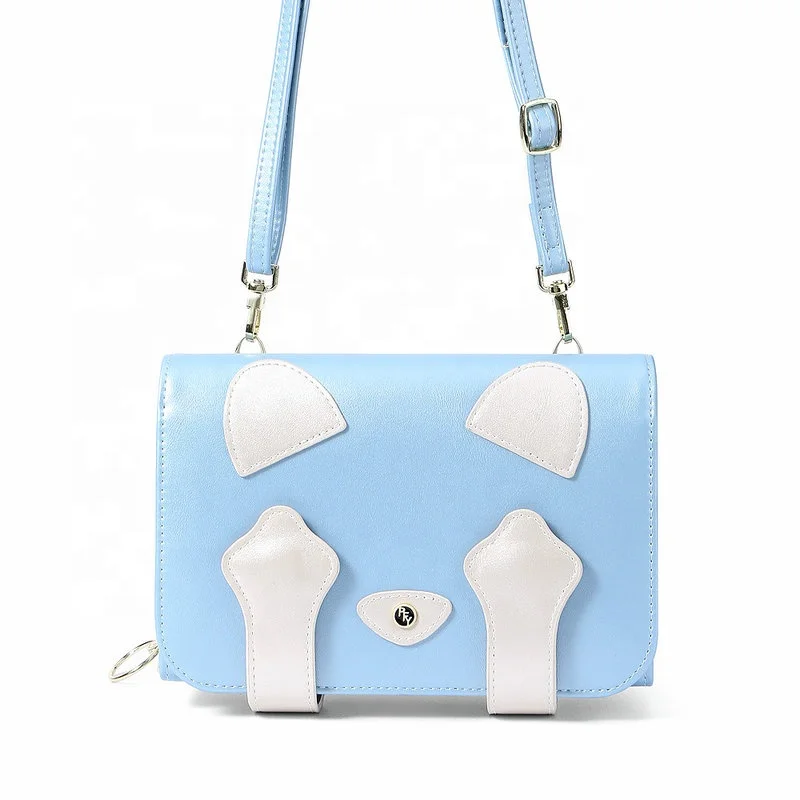 

Pearlescent blue square crossbody bag cute cat shoulder purse women sling bag