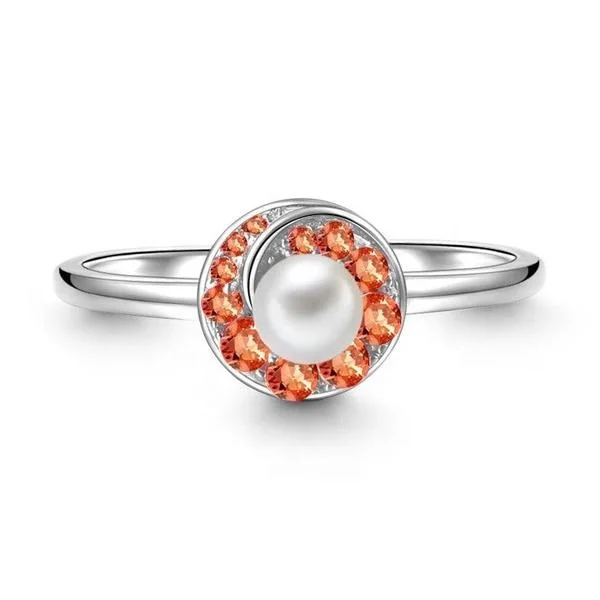 

Fashion Anillos Perlas Orange Red Whirlpool Pearl Ring 925 Silver Jewelry Promise Rings For Women