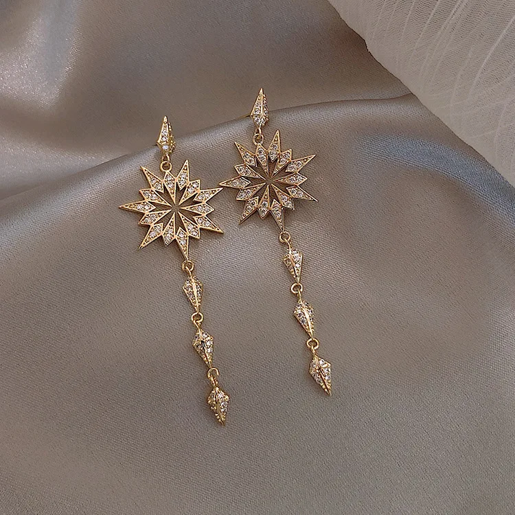 

10k gold plated crystal earring jewelry rhinestone
