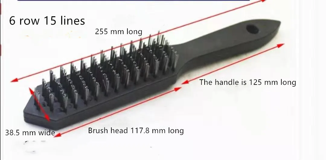 Steel Wire Brush Scraper Cleaning Removal 5 Row Bristles Plastic Handle x2 BR002 