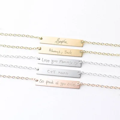 

Personalized Bar Necklace Stamped Custom Name Bar Necklace,Mother's Bar Necklace Stainless Steel, Silver / gold / black / black / rose gold / blue ...