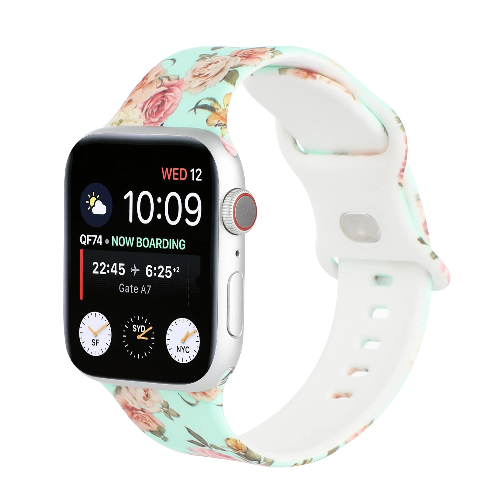 

Fashion printed flower silicone sports watch band 38mm 40mm wristband rubber loop strap for apples watch series7 6 5 4 41mm 45mm, Optional