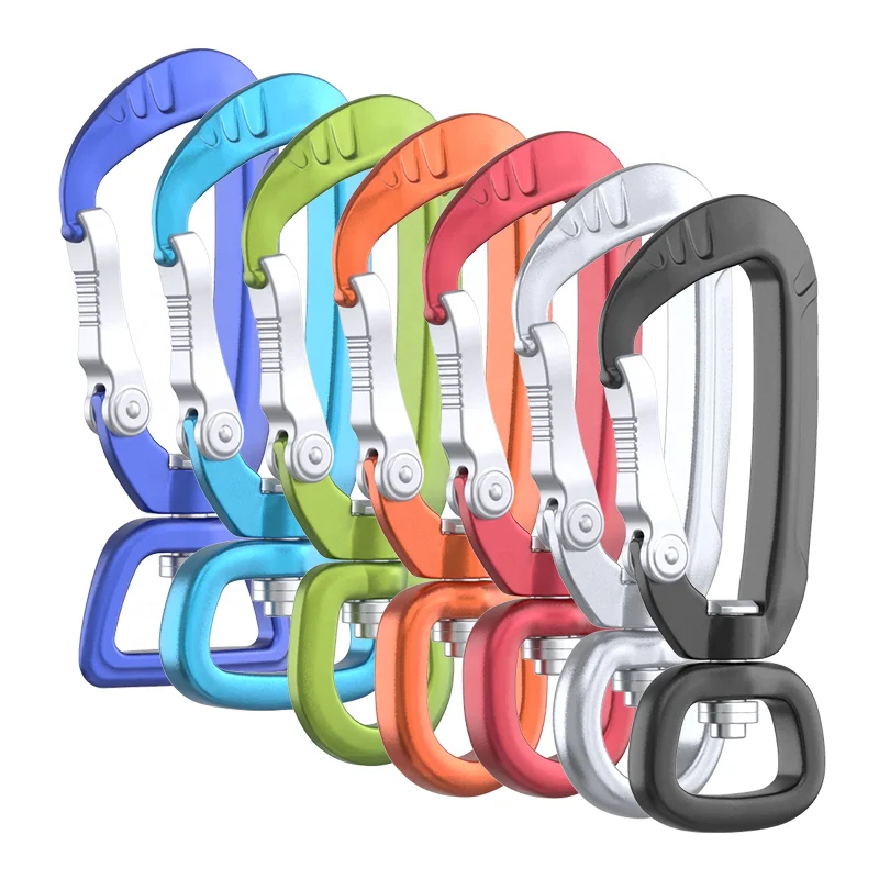 

Aluminium Swivel Carabiner with Rotation Ring for Pet Dog Leash Harness Keychain Clip (ST1305H)