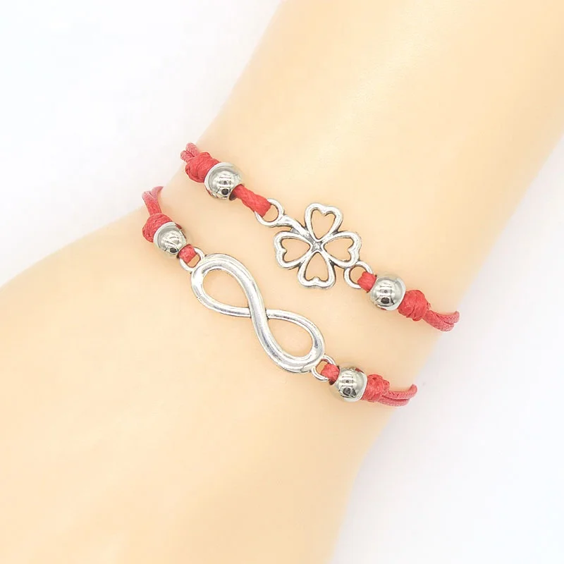 

Mixed alloy red wax rope lucky friendship love cheap knit bracelet