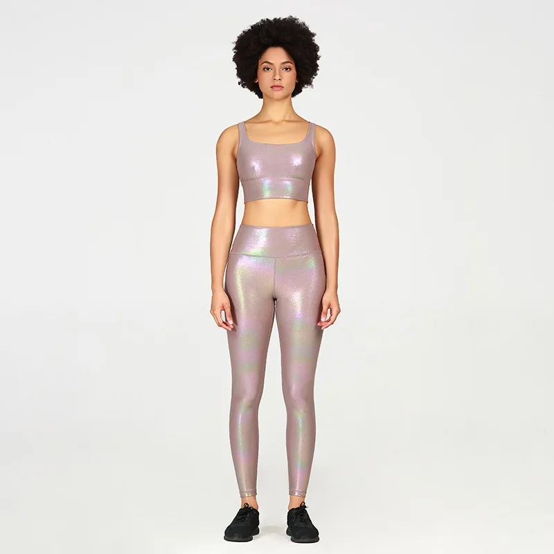

Unique Fitness Yoga Wear Active Wear Metallic Yoga Set