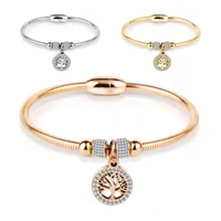 

2019 Diamond New Ladies Magnet Stainless Steel Bracelet Life Tree Charm Bracelet