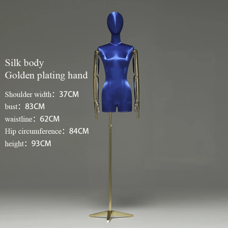 
Silk Fabric Gilded Arm Female Mannequins With Holder Show Dresses Women Upper-body Window Display Model Mannequin 