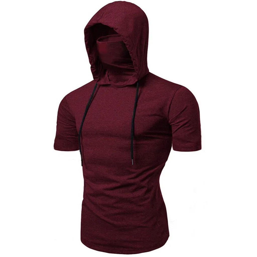 

Men's Personalized Ninja Stretch Suit Hooded Workout Short-Sleeved Vest With Masked harajuku hoodie Shirts Tracksuit, 4 colors
