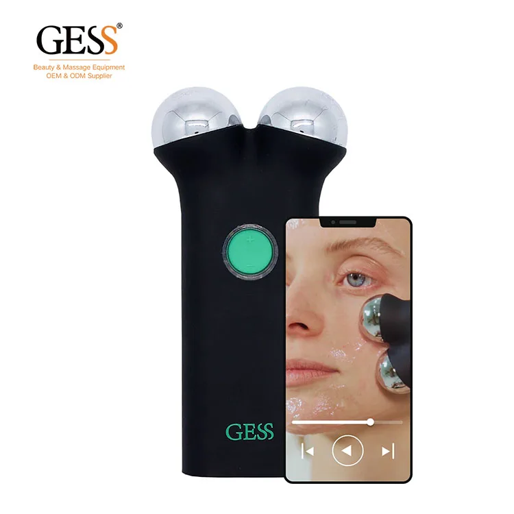 

GESS Anti-aging Face Lifting 4d Anti Wrinkle Microcurrent Facial Massager Tools Ems Lift Roller Massager Toning Device, Black