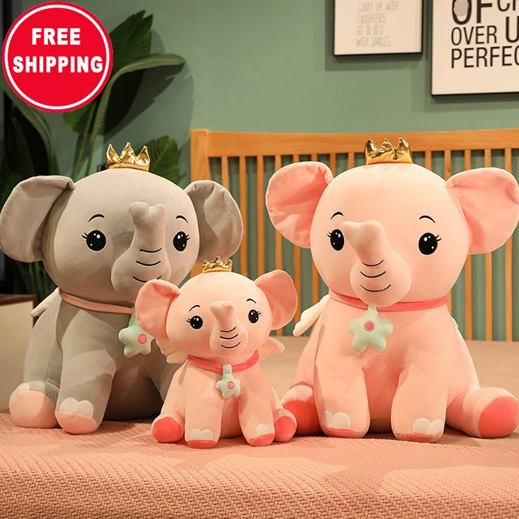 

Free Shipping New Crown Little Elephant Doll Plush Toy For Sale, Red/green