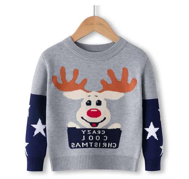 

Autumn and winter pullover children's sweater primer elk cartoon boy cute sweater middle and small children's clothing