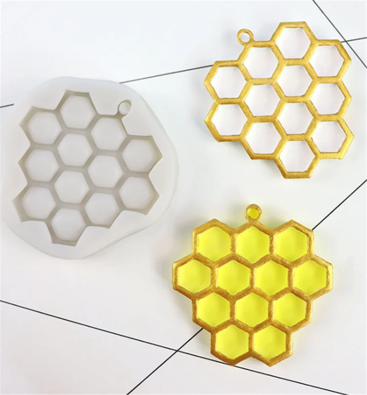 

Y2523 Silicone Bee Honeycomb Mold for Keychain Cake Chocolate, White
