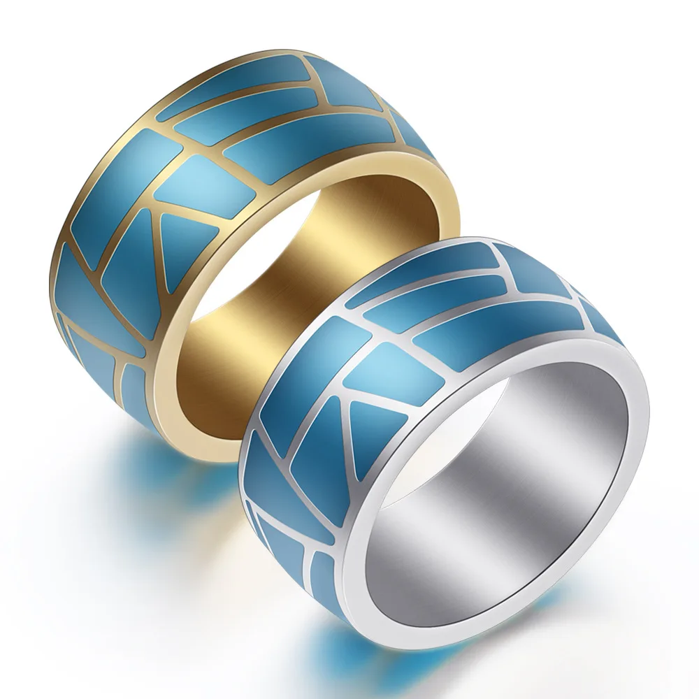

Fashion Epoxy Purple Green Blue Pink Color Glow In The Dark Women Men Stainless Steel Couple Ring, Gold